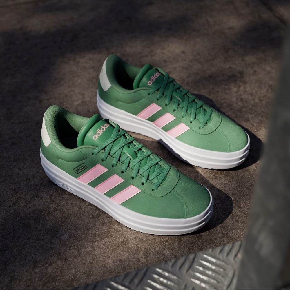 Adidas VL Court Bold Sneaker Pink and Green size 7 - Picture 2 of 10